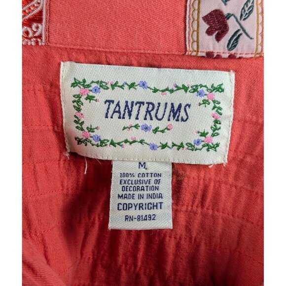 VTG TANTRUMS Women's Size Medium Jacket Blazer Striped Embroidered Shell Buttons - Picture 4 of 4